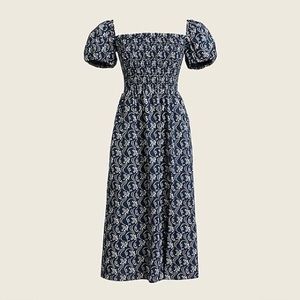J. Crew Short-Sleeve Smocked Dress in Starry Swirl